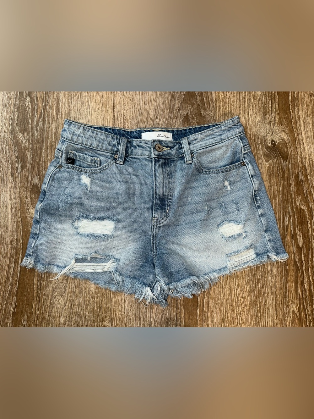 KanCan Light Wash Distressed Denim Cutoff Shorts